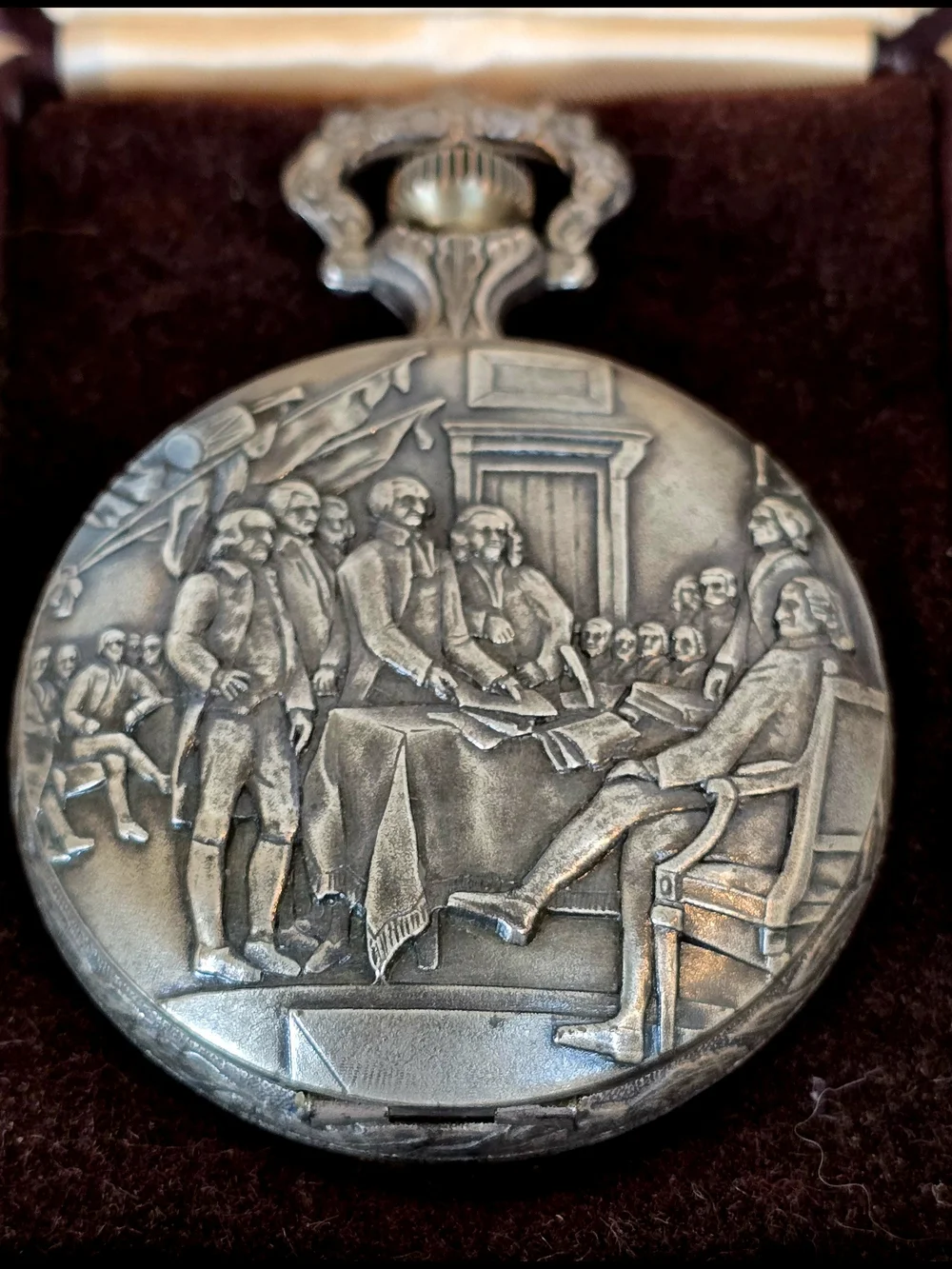 Vintage Sears Silver Bicentennial Wind-up Pocket Watch